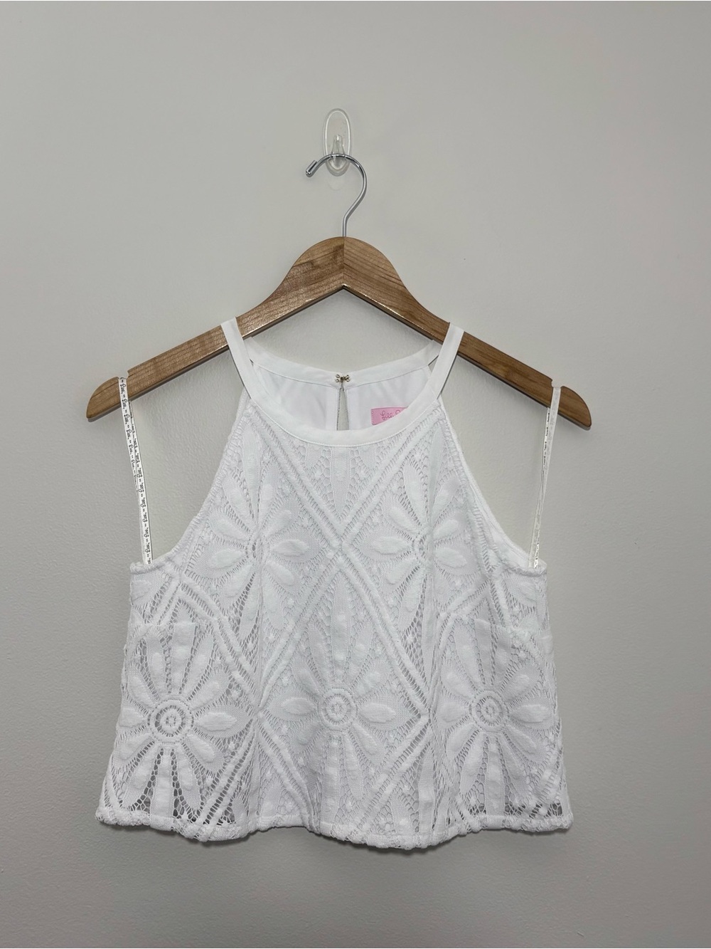 Lilly Pulitzer white floral lace overlay cropped tank top (size 4)